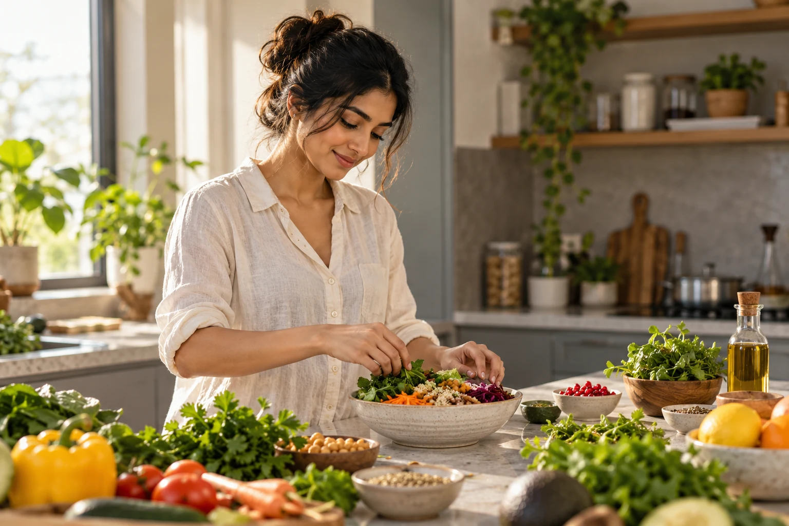 Woman preparing nourishing food